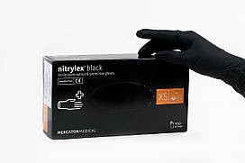 Нітрилові рукавиці неопудрені Nitrylex black XS (50 пар/уп) чорні