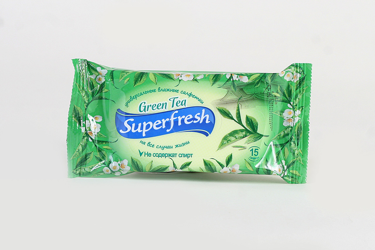 Універсальні вологі серветки Superfresh 15 шт. Green Tea