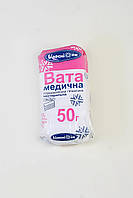 Вата медична нестерильна 50 г гігроскопічна гігієнічна (зигзаг) / Білосніжка