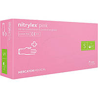 Рукавички нітрилові Nitrylex Pink S нестерильні неопудрені (50 пар/уп) рожеві