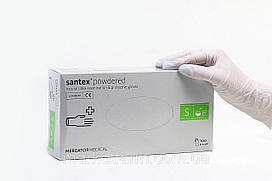 Рукавички медичні оглядові нестерильні латексні опудрені Santex powdered S (50 пар/уп)