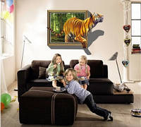 Декоративная  наклейка тигр 3D   (100х70см)