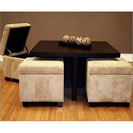 Комплект меблів "Деллі", комплект дерев'яних меблів, меблі для вітальні, столик журнальний і пуфи, пуфи, фото 2