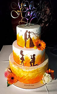 Весільний торт в помаранчевому кольорі
