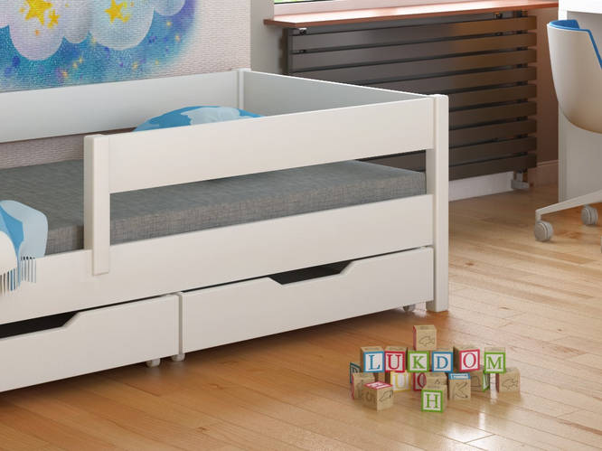 Купить Детская кроватка с бортиком LukDom Mix 140х70 Белая без ящиков ...