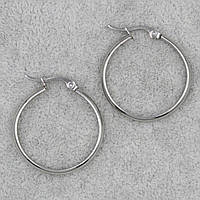 Сережки кільця 96 сріблясті 38 мм із медичної сталі від Stainless Steel Застібка англійський замок