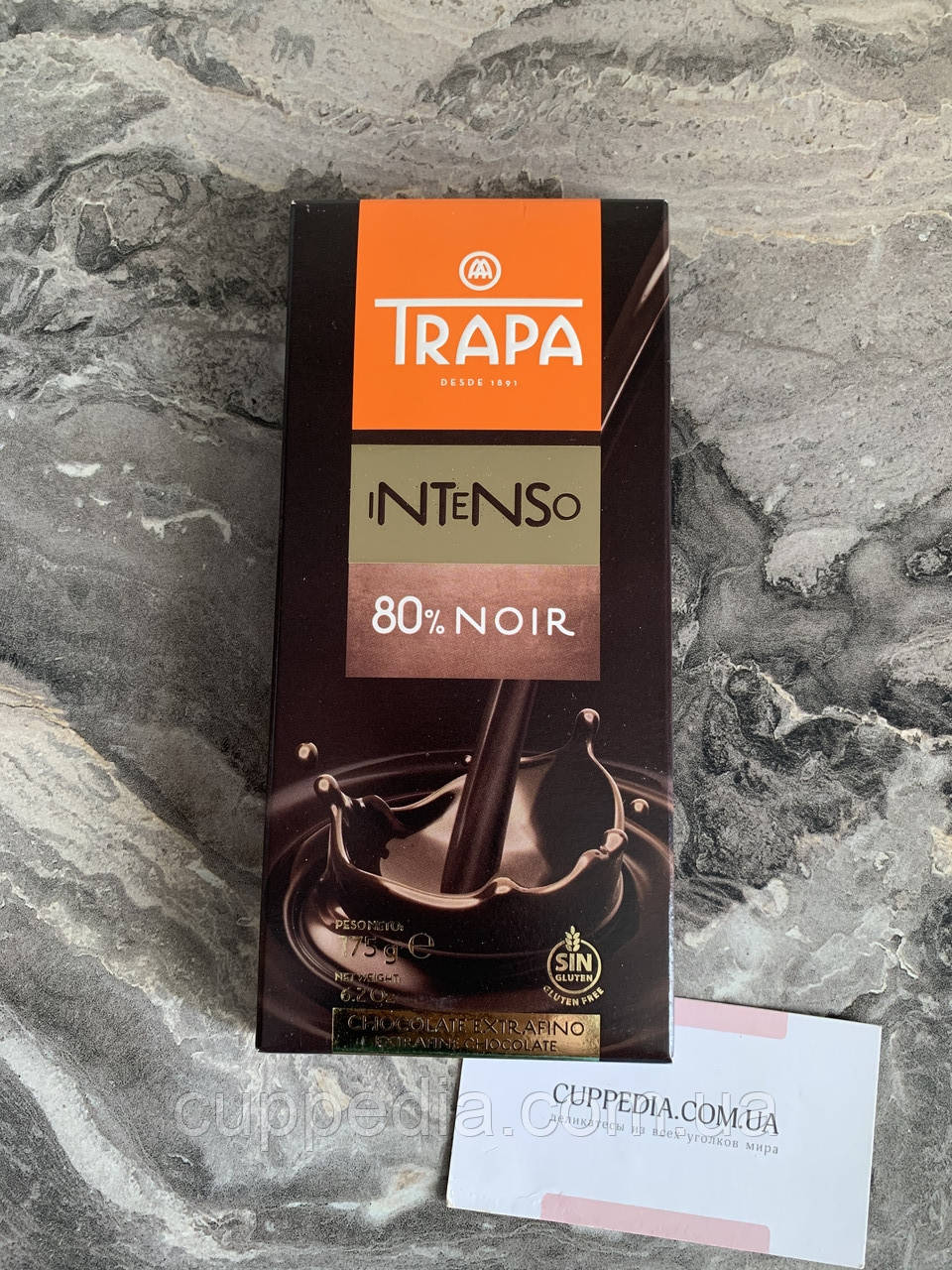Чорний шоколад Trapa 80% без глютену 175 гм