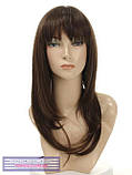 Довга перука з чубчиком Melanie AT термоволосся темно-русявий колір, фото 2
