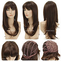 Довга перука з чубчиком Melanie AT термоволосся темно-русявий колір