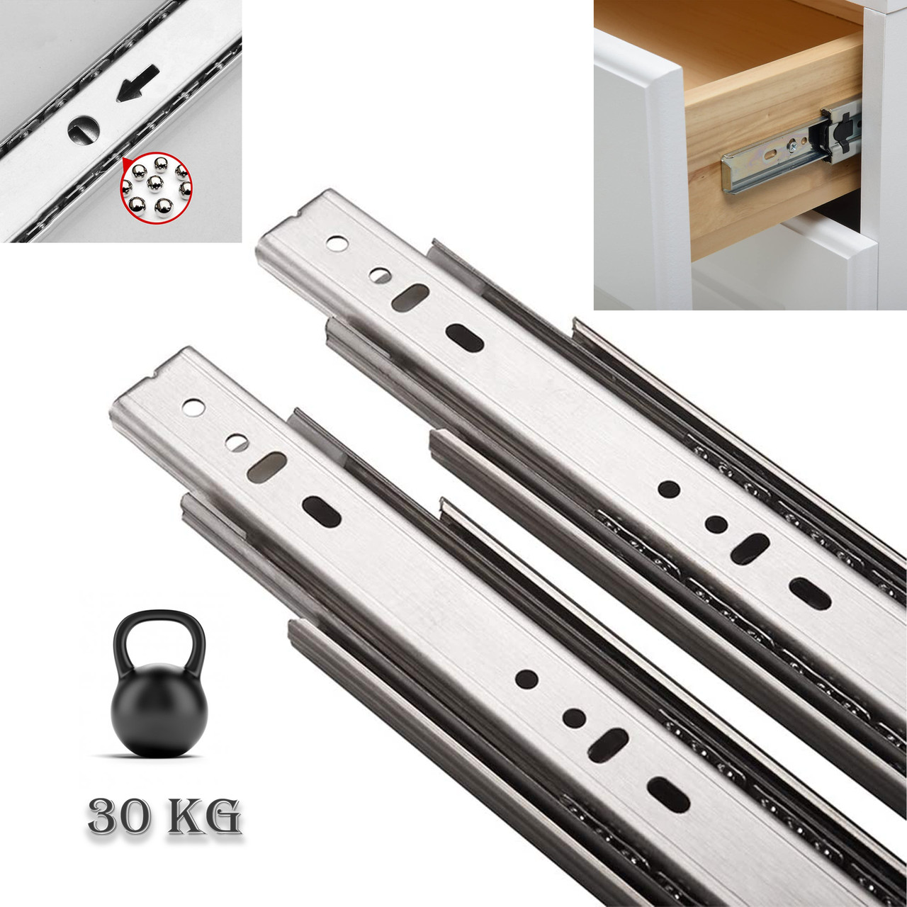 Напрямна телескопічна кулькова повного висування h — 45 mm, L — 600 мм.