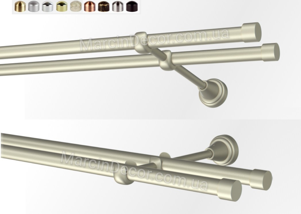 Карниз для штор Marcin Dekor Польща Оригінал, 16мм круглий, Подвійний, 9 Кольорів, Без кілець. Склад