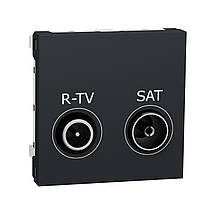Розетка R-TV SAT одинарная, 2 модуля, антрацит, Unica New, NU345454 Schneider Electric