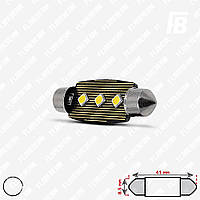 Лампа LED цоколь Festoon 41 мм (C5W), с обманкой, 12 В, SMD 3030*03 (белый)