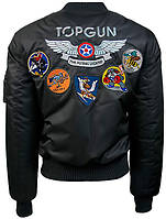 Мужской бомбер Top Gun Official MA-1 "WINGS" bomber jacket with patches TGJ1738 (Black)