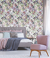 Обои Цветы для спальни в ретро стиле фм фото картинки дизайнерские Pastel flowers Retro style 155 см х 260 см