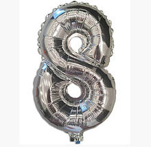 Фольгована кулька цифра "8" срібло 35см Китай
