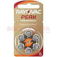 Батарейки для слухових апаратів Rayovac Peak Performance 13, 6 шт.