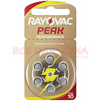 Батарейки для слухових апаратів Rayovac Peak Performance 10, 6 шт.