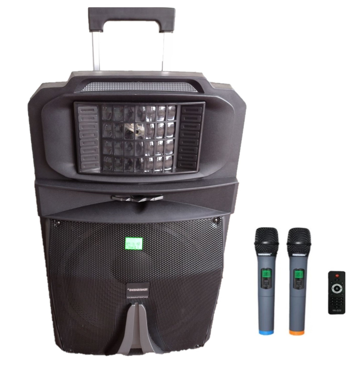 Акумуляторна колонка з мікрофонами Temeisheng SP-1509/400W (USB/Bluetooth/Пульт ДК/Світомузика)