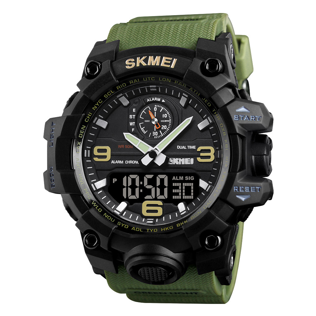 Skmei 1586 зелені чоловічі спортивні годинник
