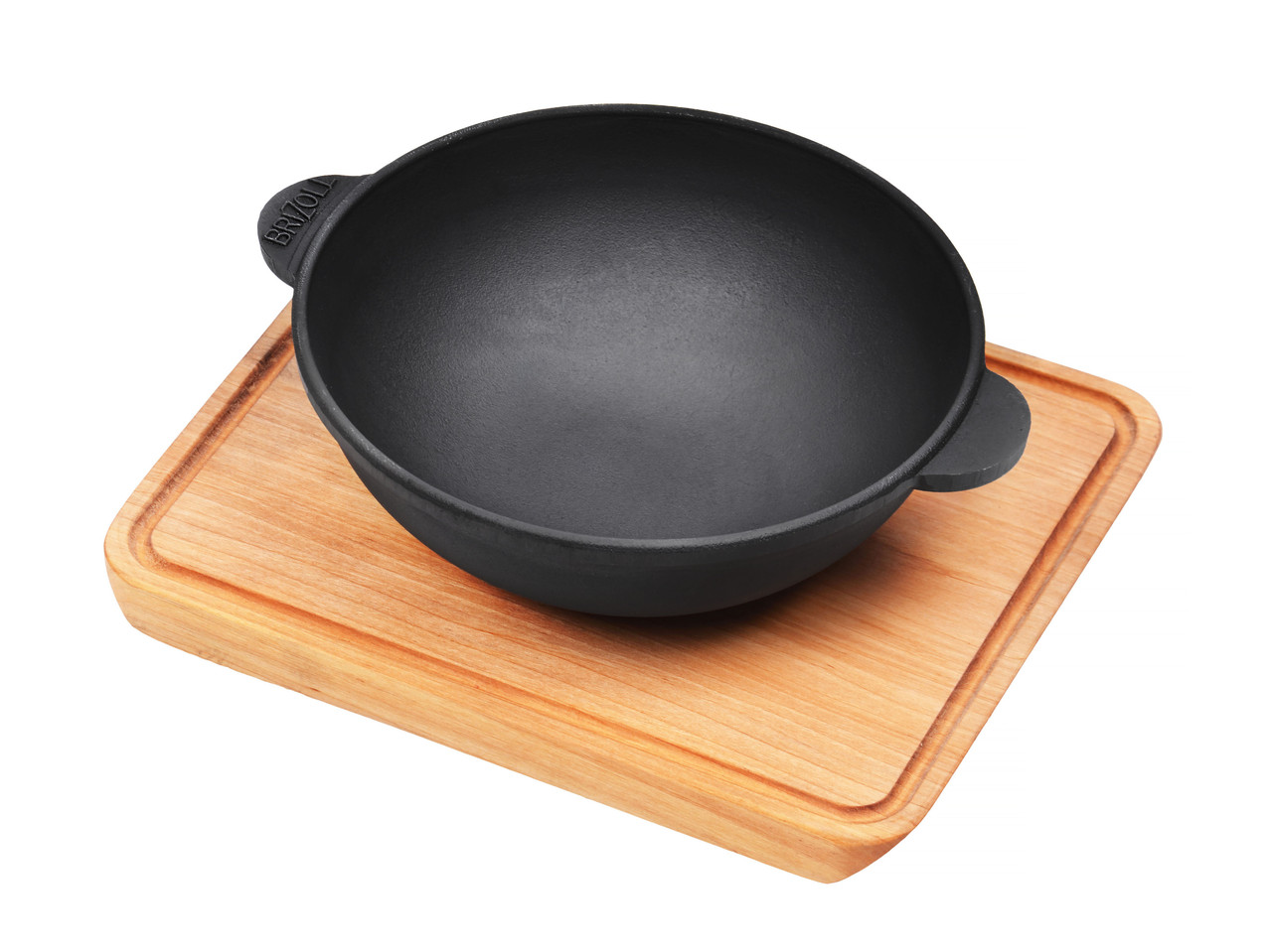 Сковорідка порційна глибока 18см (h-6,3см) WOK чавун з дошкою Brizoll
