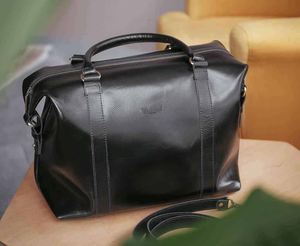 Сумка чоловіча дорожня шкіряна на металевій рамі "Weekender". Black, фото 1