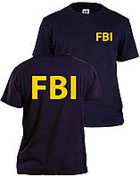 Темно синя футболка в стилі FBI | жовте лого
