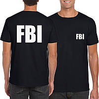 Чорна футболка в стилі FBI | white logo