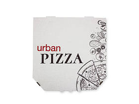 Коробка для піци біла з логотипом URBAN 300*300*39, 100 шт/уп, 30 уп/палет.
