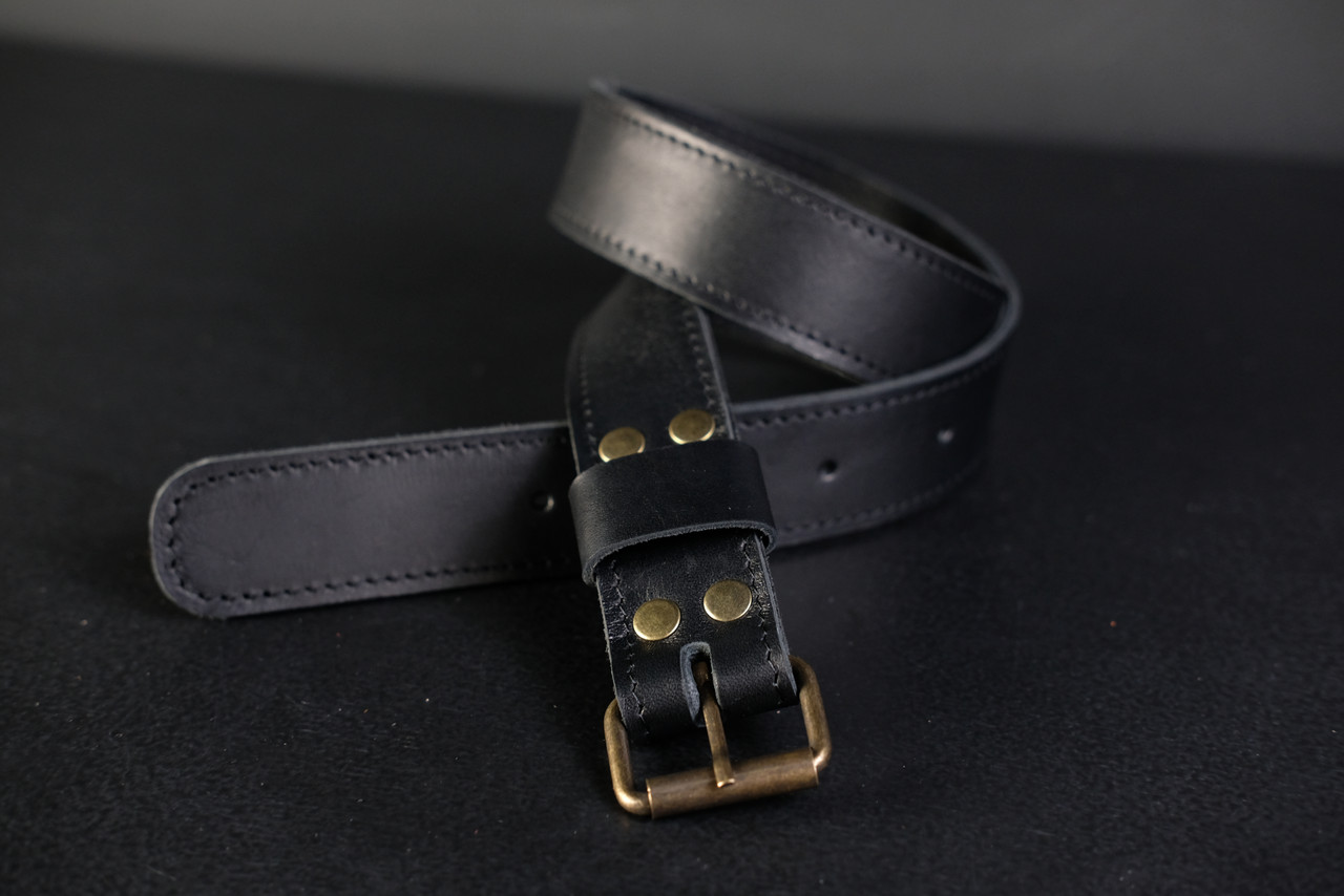 Ремінь дитячий з натуральної шкіри колір Чорний