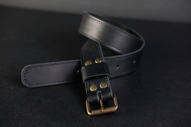 Ремінь дитячий з натуральної шкіри колір Чорний, фото 1