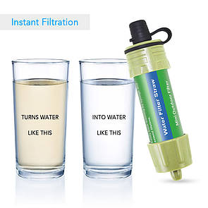 Фільтр портативний для води туристичний похідний Water Filter Straw на 3000 л Green