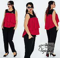 Літній стильний прогулянковий брючний костюм великих розмірів р.48-52. Арт-2155/42