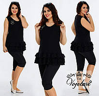 Літній жіночий костюм великих розмірів футболка+капр.48-50. Арт-2156/42