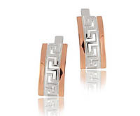 Шикарные женские Серебряные серьги с золотыми вставками (пластинами) "Дорос"
