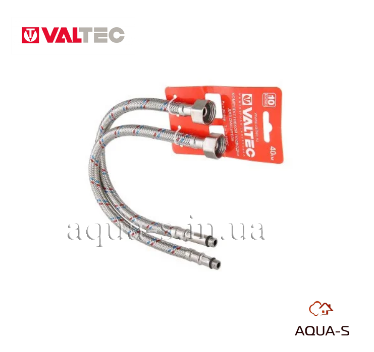 Комплект гнучких шлангів Valtec 1/2"xM10 (100 см) для під'єднання змішувача VTf.005.IS.0410100, фото 1