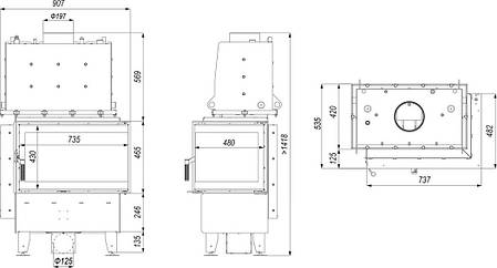 Камінна топка з водяним контуром Defro Home RIVA SM BP SHORT - білий шамот, фото 2