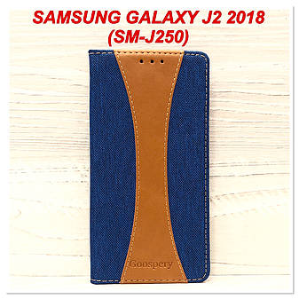 Чохол-книжка Goospery Canvas для Samsung Galaxy J2 2018 (SM-J250) Синій, фото 2