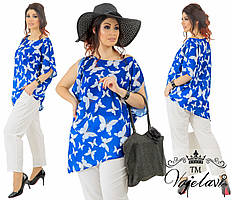 Літній жіночий стильний ніжний батальний прогулянковий костюм р.48-50. Арт-2159/42