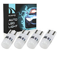 Лампа автомобильная LED T10-3030-1smd.t10-073 12-24V W5W T10 комплект 4 шт цвет свечения белый