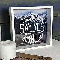 Деревянная копилка для денег 22х22х5см Say yes to adventure