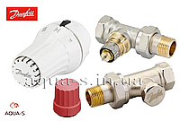 Комплект радиаторных кранов Danfoss DN 1/2" (RAE+RAN+RLV-S) прямой c термоголовой 013G5174