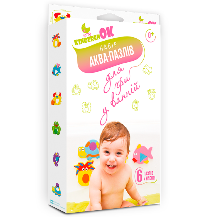 Розвиваючі іграшки для купання Аква-пазли Bath'n Puzzles комплект з 6 іграшок, фото 1
