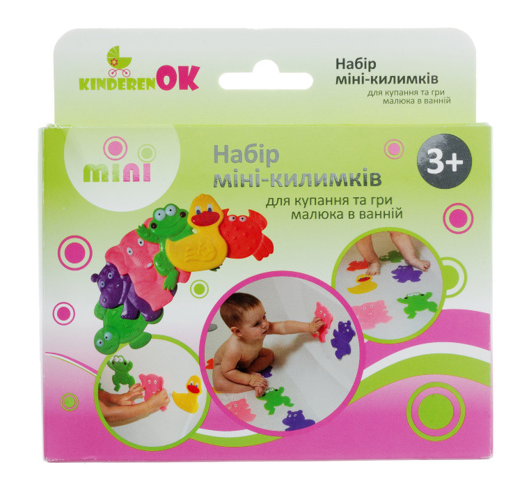 Міні килимки, іграшки для купання, комплект з 6 шт, в яскравій коробці, фото 1