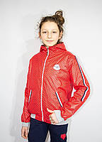 Вітровка на дівчинку демісезонна з капюшоном вік від 9 до 14 років червоного кольору, фото 4