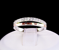 Шикарное женское Серебряное кольцо с золотыми вставками (пластинами) "Устинья"