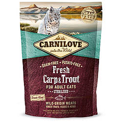 Корм Carnilove Cat Fresh Carp&Trout (Карнілав для стерилізованих котiв з коропом і форелью), 400г.