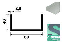 Швеллер алюминиевый 60х40х2,5 бп