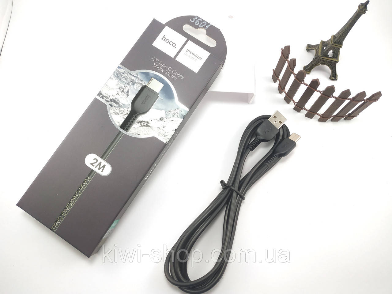 Кабель USB Type-C Hoco X20 (3м) черный, шнур для быстрой зарядки - фото 6 - id-p1162277451