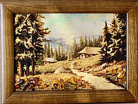 Картина пейзаж из янтаря Тропа к дому, Картина пейзаж з бурштину Стежка до хати